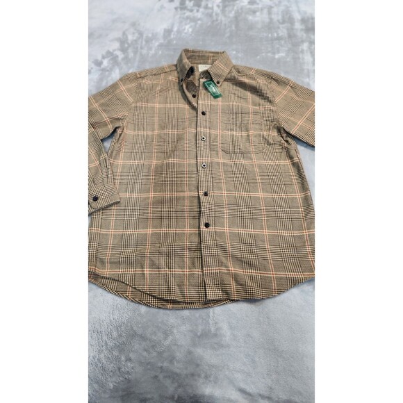 LL Bean Men's Small Wicked Good Flannel Brown Houndstooth Checked NWT - Picture 1 of 10